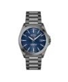 Hugo BOSS Stainless Steel Boss Strike Qtz Basic Calendar Blue Round Dial Men’s Analog Watch|Ionic Plated Grey Steel Material|Grey Color Band – 1514175