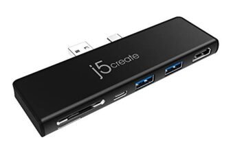 j5create Surface Pro 7 Ultradrive Mini Dock, 6-in-2, 4K60 HDMI, 10Gbps USB-A x 2, 10 Gbps USB-C with PD 60W Pass-Through Charging, SD/microSD Card Reader (JCD324B)