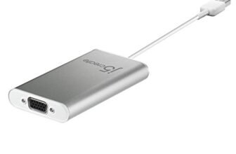 j5create USB to VGA Adapter, USB 3.0 to VGA Display Converter up to 2048×1152, External Video Card for Dual Monitor Extend and Mirror, Aluminium Dongle for Windows Laptop, PC, Mac, Driver Required
