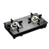 Lifelong Gas Stove 2 Burner | Premium Brass Burners, Glass Top, Manual Ignition | Square Pan Support, ISI Certified LPG Stove for Modular Kitchen | Black, 1 Year Warranty