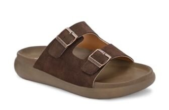 EL PASO Men Brown Faux Leather Ultra Comfortable Casual Slip On Sandals EP55703Brown_10