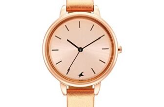 Fastrack Glitch Quartz Analog Rose Gold Dial Peach Leather Strap Watch for Girls – NT6234WL01