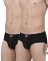 ONE8 by Virat Kohli Men’s Solid Brief (Pack of 2) (101- Black_Small)