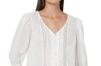 Marks & Spencer Pure Cotton Lace Frill Detail Blouse Ivory