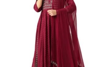 Maaesa Women Embroidered Anarkali Rayon Suit Set (Xxx-Large, Maroon)