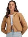 KOTTY Womens Full Sleeve Solid Hooded Sweatshirt (Beige,L)_KTTWOMENSWEATSHIRT45L