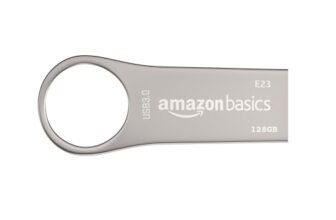 Amazon Basics 128 GB USB 3.0 Pen Drive | Flash Drive | Read Speed Upto 110 MB/s | with Key Ring | Metallic (Silver)
