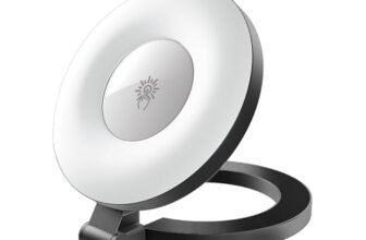 Promate Portable LED Light, Adjustable Selfie Light with 300mAh Battery, MagSafe-Compatible Ring Design, 180-Degree Flip Function, Light Intensity Control and Three Lighting Modes, MagHalo