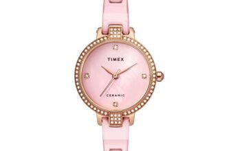 TIMEX Womens 28 mm Mother of Pearl Pink Dial Ceramic Bracelet Analogue Watch – TWEL15701 (WTITWEL15701, Not assigned, Not assigned)