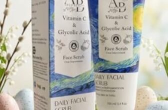 AREH BEAUTY Face Scrub 100ml – Daily Exfoliating Scrub with Vitamin C & Glycolic Acid, Hydrating & Brightening, Suitable for All Skin Types Vitamin C + Glycolic Acid for Hydration, Brightening & Even Skin Tone
