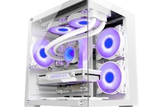 Ant Esports Crystal Z2 Mid-Tower Computer Case/Gaming Cabinet – White | Support Micro-ATX, Mini-ITX | Pre-Installed 3 ARGB Infinity Mirror Fans