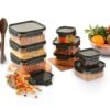 CELLO Modulock Pet Storage Container For Kitchen Set of 9 Pcs, Black (1000ml x 3, 600ml x 3, 260ml x 3) | Freezer & Fridge Safe, Airtight Pet Kitchen Storage Container For Beans, Whole Grains, Spices