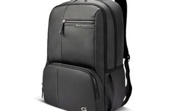 Gear Vintage 4 19″/29L anti theft faux leather Medium Water Resistant Laptop Backpack/Casual Backpack/Daypack/Travel Backpack/College Bag For Men/Women(Pitch Black-Black)