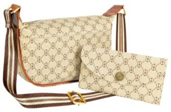 Storite Women’s PU Leather Sling Bags With Pouch Crossbody Ladies Shoulder Purse For Travel-Beige(20×10.7×8 cm)