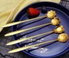 NORIQ Golden Spoon Set/Coffee Spoon/Dessert Spoons/Cutlery Kitchen Tableware/Stainless Steel Gold Different Shape Coffee Spoons, Set of 4 Pcs, 18 Cm