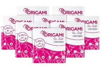 Origami So Soft Plain Napkins | 1 Ply | Pack of 8 | 100 Pulls Each