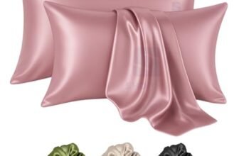 Shop141 Satin Silk Pillow Cover for Hair and Skin 2 Piece with 3 Piece Satin Silk Scrunchies Free Solid Pillow Covers with Envelope Closure