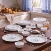 La Opala Classique Opalware Dinner Set, 53 Pcs, Family of 8, Blue Mystique