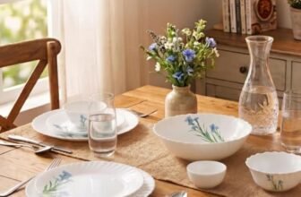La Opala Novo Opalware Dinner Set, 10 Pcs for Family of 2, Blue Florets