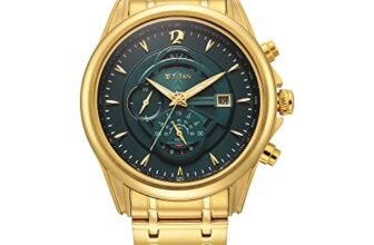 Titan Regalia Premium Quartz Chronograph with Date Forest Green Dial Gold Stainless Steel Strap Watch for Men – NT1830YM02
