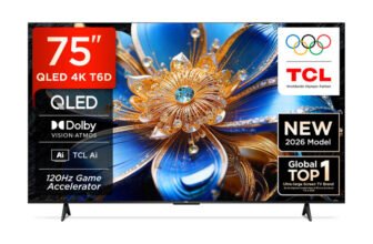 TCL T6D 189.31 cm (75 inch) QLED Ultra HD (4K) Smart Google TV 2026 Edition with HDR10+ Dolby Vision- Atmos 34W 120 Hz Game Accelerator (DLG) TCL AI Slim & Uni body Design(75T6D)