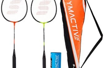 Amazon Brand – Symactive Badminton Kit with 2 Racquets & Nylon Shuttles | for Intermediate Players | 8.5 x 3 x 27 in | S222 | Multicolor