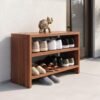 CABPRO Wooden 3 Tier Shoe Rack for Home, Shoe & Slipper Organizer Stand, Multipurpose Wooden Shoe Rack for Entryway Bedroom & Closet, DIY Assembly, Walnut Brown