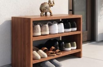 CABPRO Wooden 3 Tier Shoe Rack for Home, Shoe & Slipper Organizer Stand, Multipurpose Wooden Shoe Rack for Entryway Bedroom & Closet, DIY Assembly, Walnut Brown