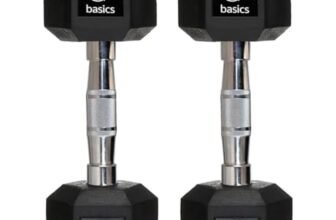 Amazon basics Rubber Encased Hex Dumbbell Weight Set Of 2, 10 Kg,Black