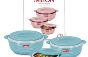 MILTON Aspire Jr. Set of 3 Serving Casserole Double Walled Inner Stainless Steel, (350ml, 720ml,1050ml), PU Insulated Kitchen Hot Pot, Keeps Food hot & Fresh for Roti, Biryani, Blue