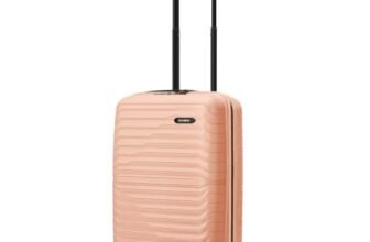 HRX Kyoto Cabin Size Peach Polypropylene Hard Shell Suitcase – Premium Travel Trolley Bag with 8 Spinner Wheels, Number Lock & Water Resistant Body