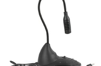 PremiumAV 3.5mm Wired Desktop Microphone – Flexible Gooseneck Noise-Cancelling Mic for PC, Laptop, Gaming, Online Classes, Voice Recording, Video Calls, Podcast & Meetings (Black)