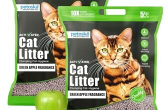 Petoska Cat Litter 10kg Green Apple | Fast-Clumping Bentonite Cat Litter with Odour Lock, Low Dust & Gentle on Paws | Fresh & Fruity Litter Box Everyday | Pack of 2