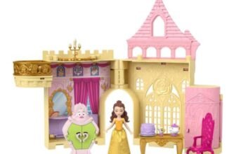 Mattel Disney Princess Toys, Storytime Stackers Belle’s Castle, Stackable Doll House with Small Doll & 9 Pieces, Inspired by the Disney Movie​​​