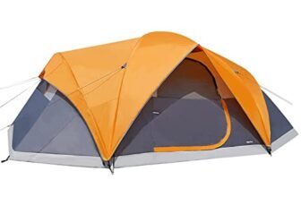 Amazon Basics 8 Person Family Tent | Sturdy Zip Fastening | Waterproof Design | Polyester | Yellow