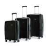 LAttitude By Provogue Core Set of 3 Trolley Bags Cabin + Medium + Large Polypropylene Hard Suitcase, 8 Spinner Wheels, Recessed Number Lock, Luggage for Men & Women Midnight Black/Arctic Blue