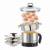 Lifelong Stainless Steel Multi Kettle 1.5L, 600W with 3 Idli Plates, Vegetable Steamer, Egg Tray & Glass Lid | Auto-Shut Off | Boil Rice, Milk, Tea, Coffee, Soup, Veggies & Noodles