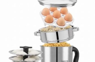 Lifelong Stainless Steel Multi Kettle 1.5L, 600W with 3 Idli Plates, Vegetable Steamer, Egg Tray & Glass Lid | Auto-Shut Off | Boil Rice, Milk, Tea, Coffee, Soup, Veggies & Noodles