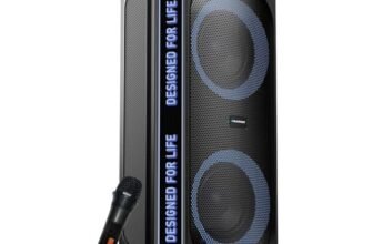Blaupunkt New Launch Rock & Roll Ibiza 180W RMS Party Speaker with Dual 8” Woofers, Recording Button, Animated Text Display, Bass Boost Button, Wireless UHF Mic, Echo Reverb Control & Portable Wheels