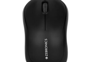 ZEBRONICS Zeb-Comfort Wired USB Mouse, 3-Button, 1000 DPI Optical Sensor, Plug & Play, for Windows/Mac, Black