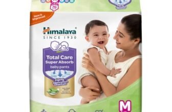 Himalaya Total Care Super Absorb Baby Pants Diaper | Size M (Medium) 76 Count | Pack of 1 | 7-12 kg | Breathable & Rapid Zig Zag Absorption | Keeps Skin Calm & Rash Free