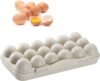 OCEANAUR Protective Egg Storage Box for Refrigerator | Durable Plastic 18 Grid Egg Carrier Container with Lid | Stackable Kitchen Organizer Tray for Home (Cream)