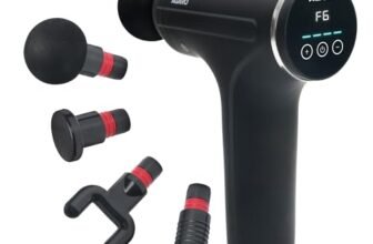 AGARO Galaxy Massager Machine, Handheld Deep Tissue Massage Gun, 4 Heads, 6 Speed, Rechargeable Percussion Massager for Muscle Relief & Relaxation, for Neck, Shoulder, Back, Foot & Full Body, Black