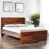 HomeTown Barcelona Sheesham Wood Queen Size Bed in Honey Colour