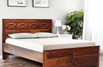 HomeTown Barcelona Sheesham Wood Queen Size Bed in Honey Colour