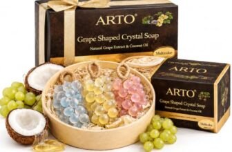 ARTO Grape Shaped Crystal Soap – Decorative Handmade Bathroom Soap Bar – Natural Grape Extract & Coconut Oil for Deep Cleansing & Moisturizing – Elegant Guest Soap & Home Decor Gift (Multicolor)