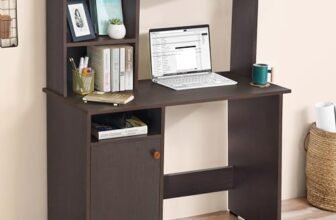 ABOUT SPACE Wooden Study Table with Hutch & Bottom Storage – Office Desk – Office Table for Laptop, PC-Engineering Wood Working, Drawing, Computer Table for Home (Flower Wenge – L100 x B50 x H134 cm)