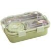 ATTRO Jupiter Lunch Box with 3 Inner Steel Compartment, 1 Small Container, 1 Spoon & Chopstick Air-Tight Leakproof Heat Water Insulation Design- 700ml+70ml Green