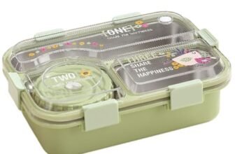 ATTRO Jupiter Lunch Box with 3 Inner Steel Compartment, 1 Small Container, 1 Spoon & Chopstick Air-Tight Leakproof Heat Water Insulation Design- 700ml+70ml Green
