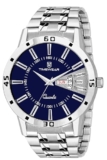 Timewear Formal Day Date Watch Collection Stainless Steel Analog Men’S Watch (Blue Dial Silver Colored Strap)